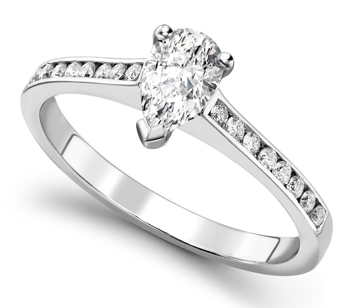 Pear Shape Platinum Ring with Channel Set Shoulders CRC750PLT  Main Image