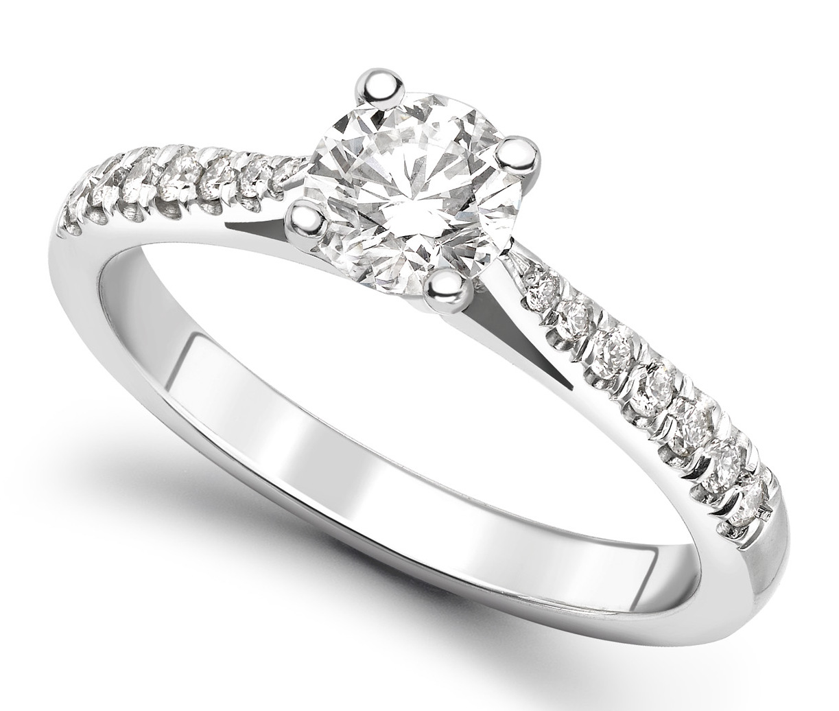 Round Four Claw Diamond Engagement Ring CRC762PLT Main Image