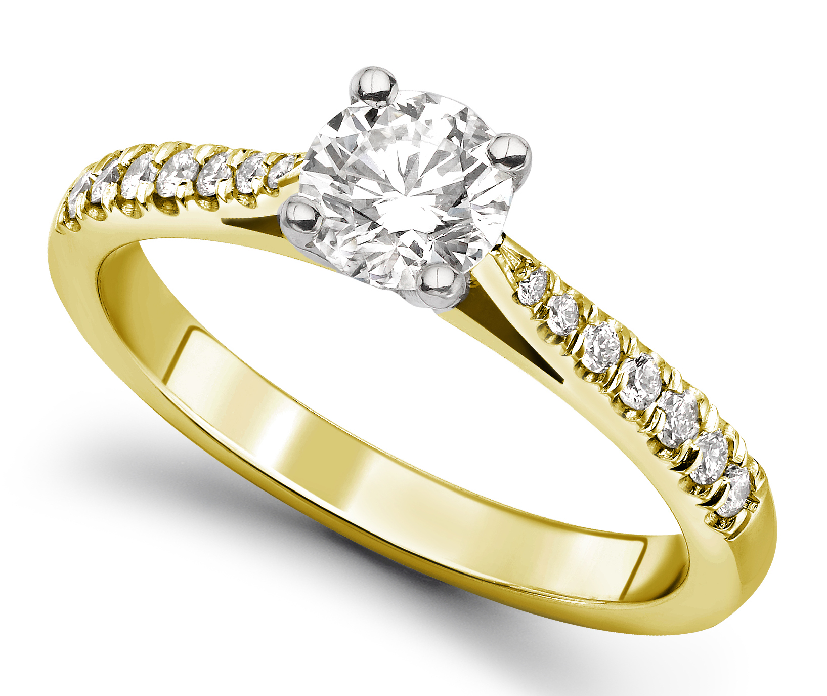 Round Yellow Gold Micro Diamond Set Engagement Ring CRC762 Main Image