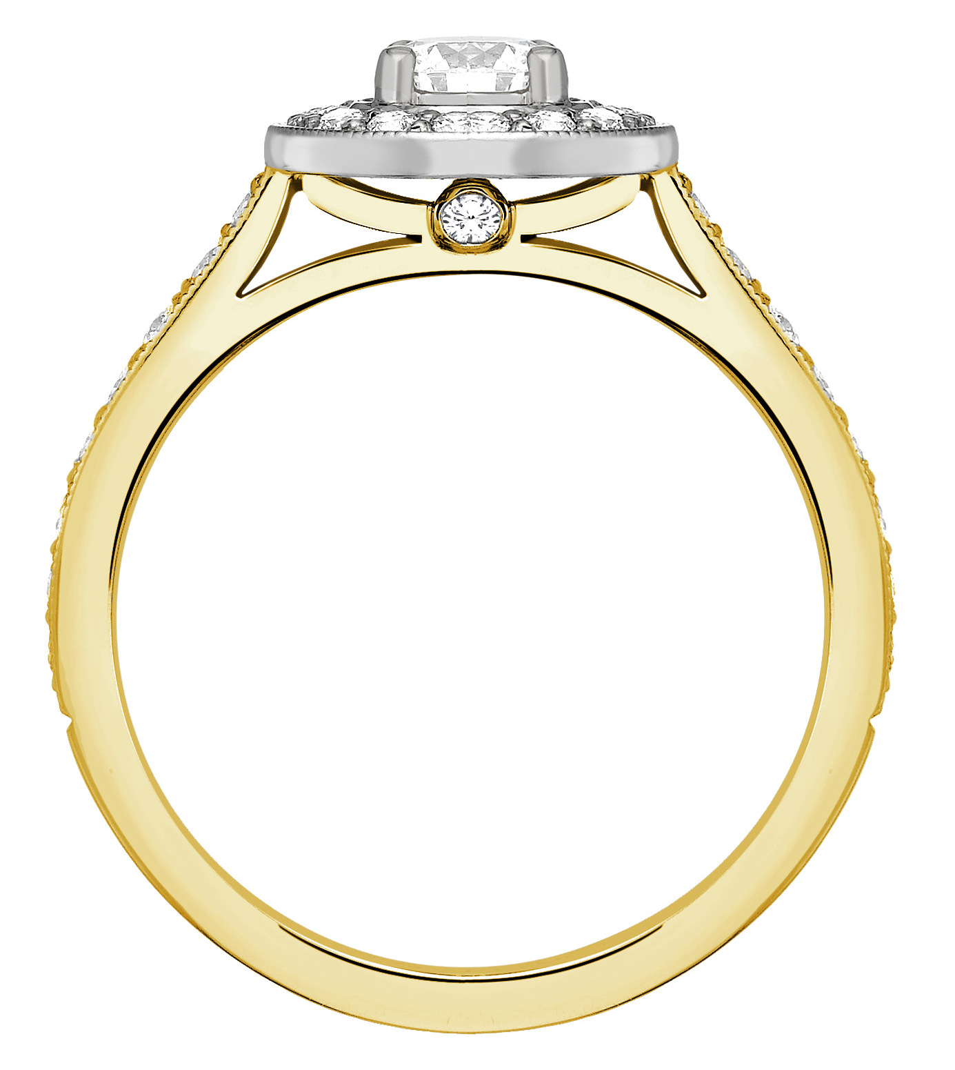 Round 0.25ct Yellow Gold Halo Diamond Set Engagement Ring GRC639 Image 2