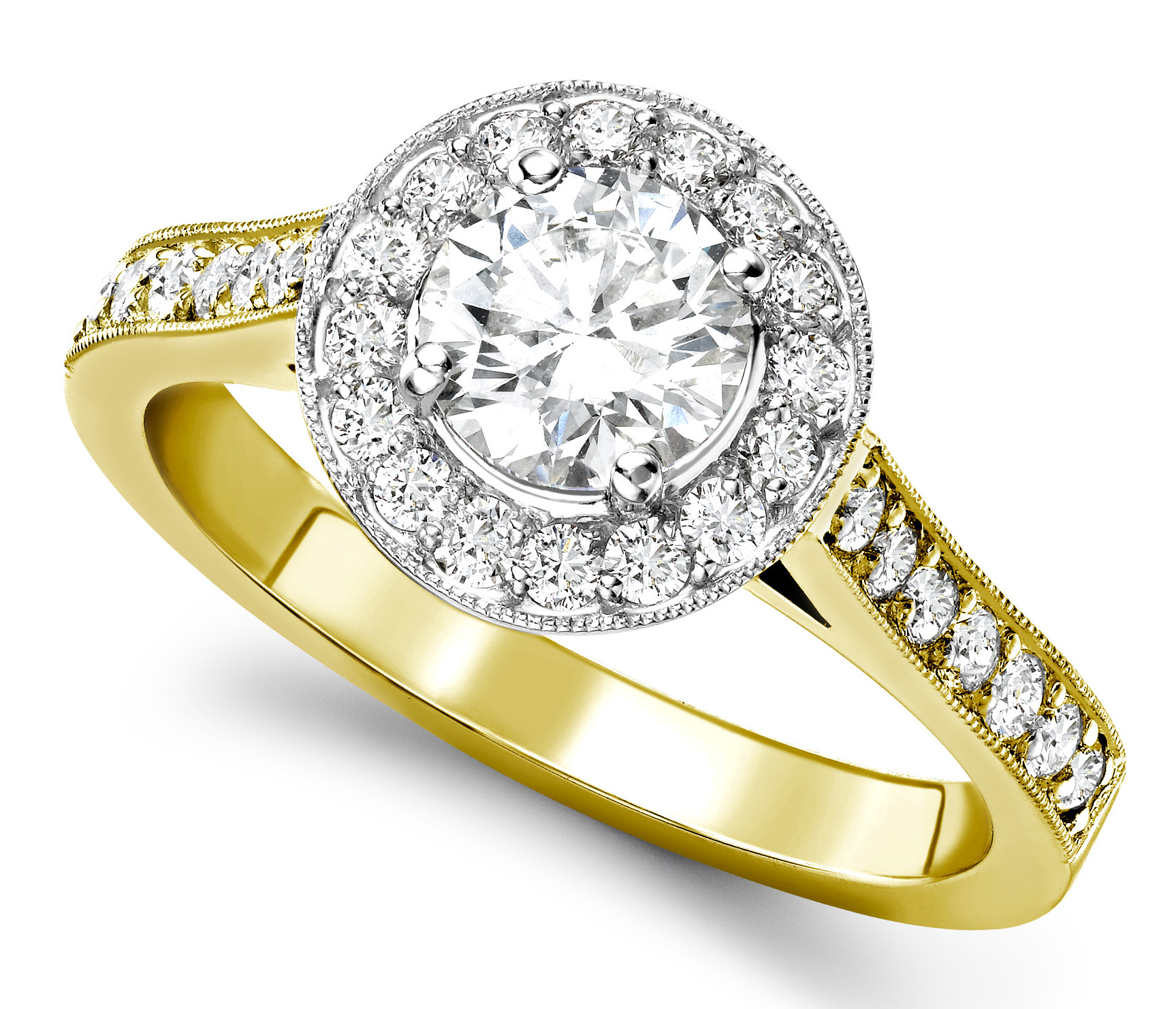 Round 0.70ct Yellow Gold Halo Diamond Set Engagement Ring GRC681YG Main Image
