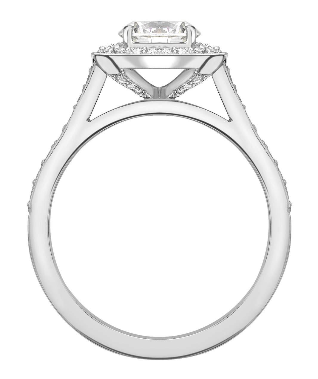 Round 0.70ct Platinum Halo Diamond Set Engagement Ring GRC681PLT  Image 2