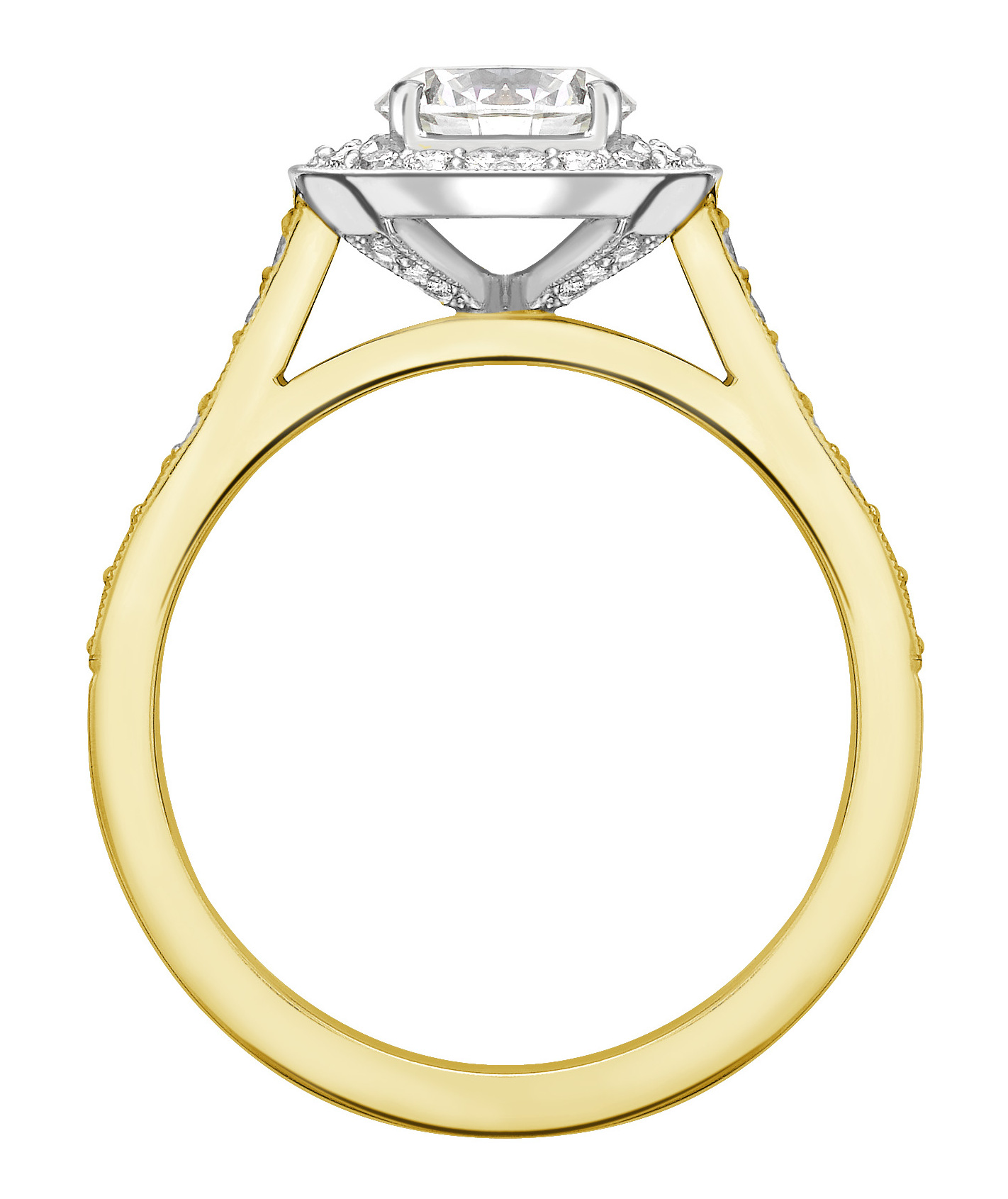 Round 0.70ct Yellow Gold Halo Diamond Set Engagement Ring GRC681YG Image 2
