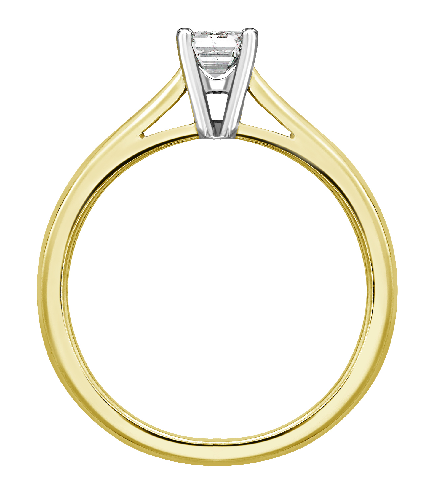 Emerald Cut Yellow Gold Diamond Engagement Ring GRC688YG Image 2