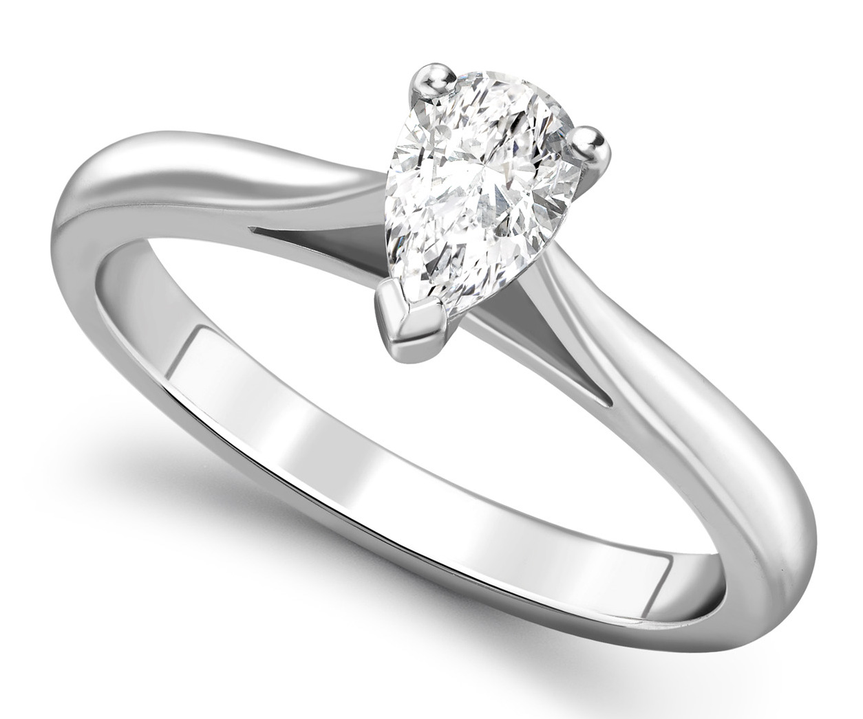 Pear Shape White Gold Diamond Engagement Ring GRC689 Main Image