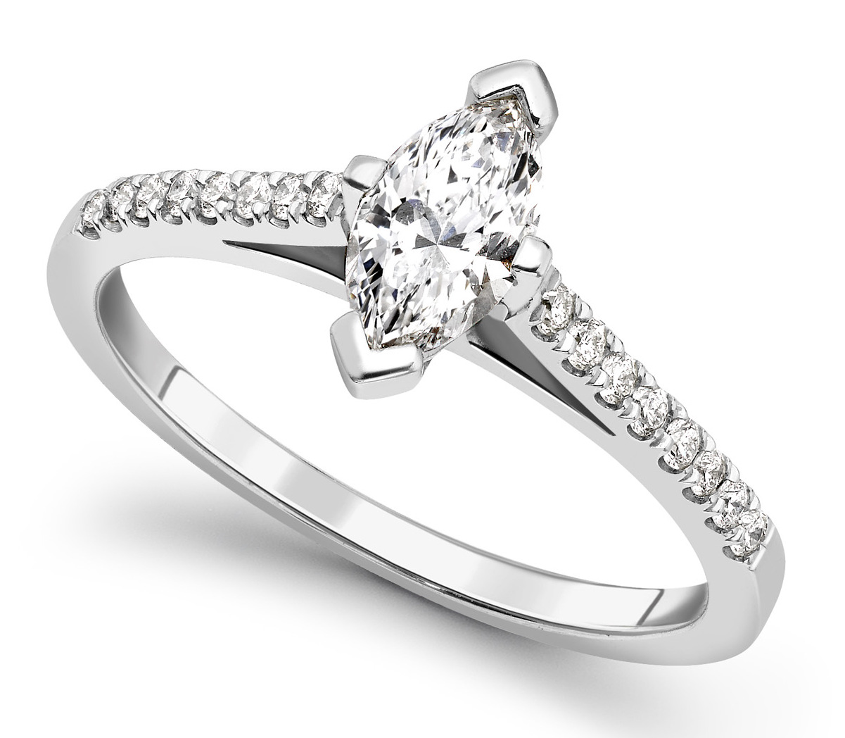 Marquise Cut 4 Claw White Gold Diamond Engagement Ring GRC699 Main Image