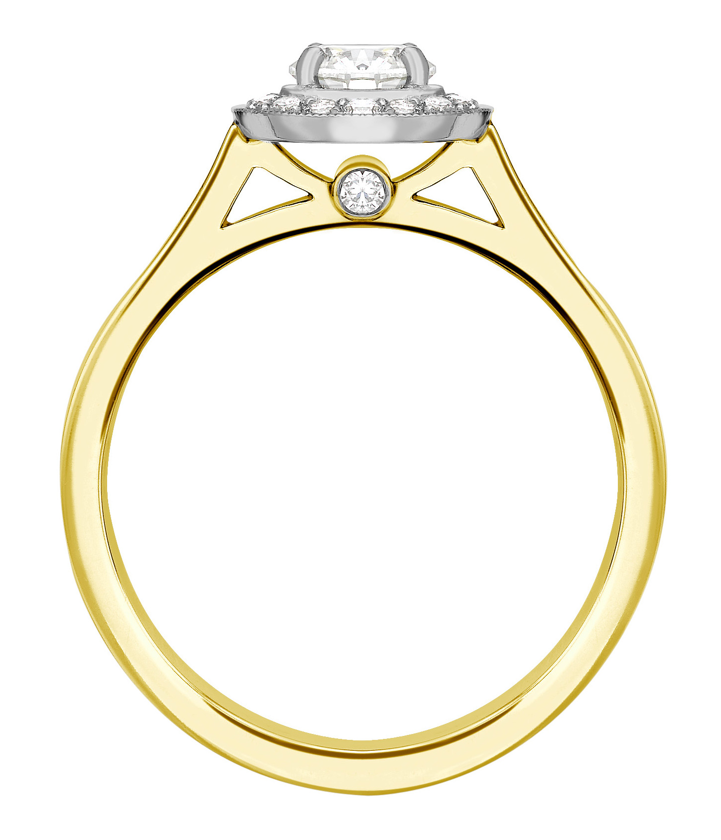 Round 0.50ct Yellow Gold Halo Diamond Set Engagement Ring GRC728 Image 2
