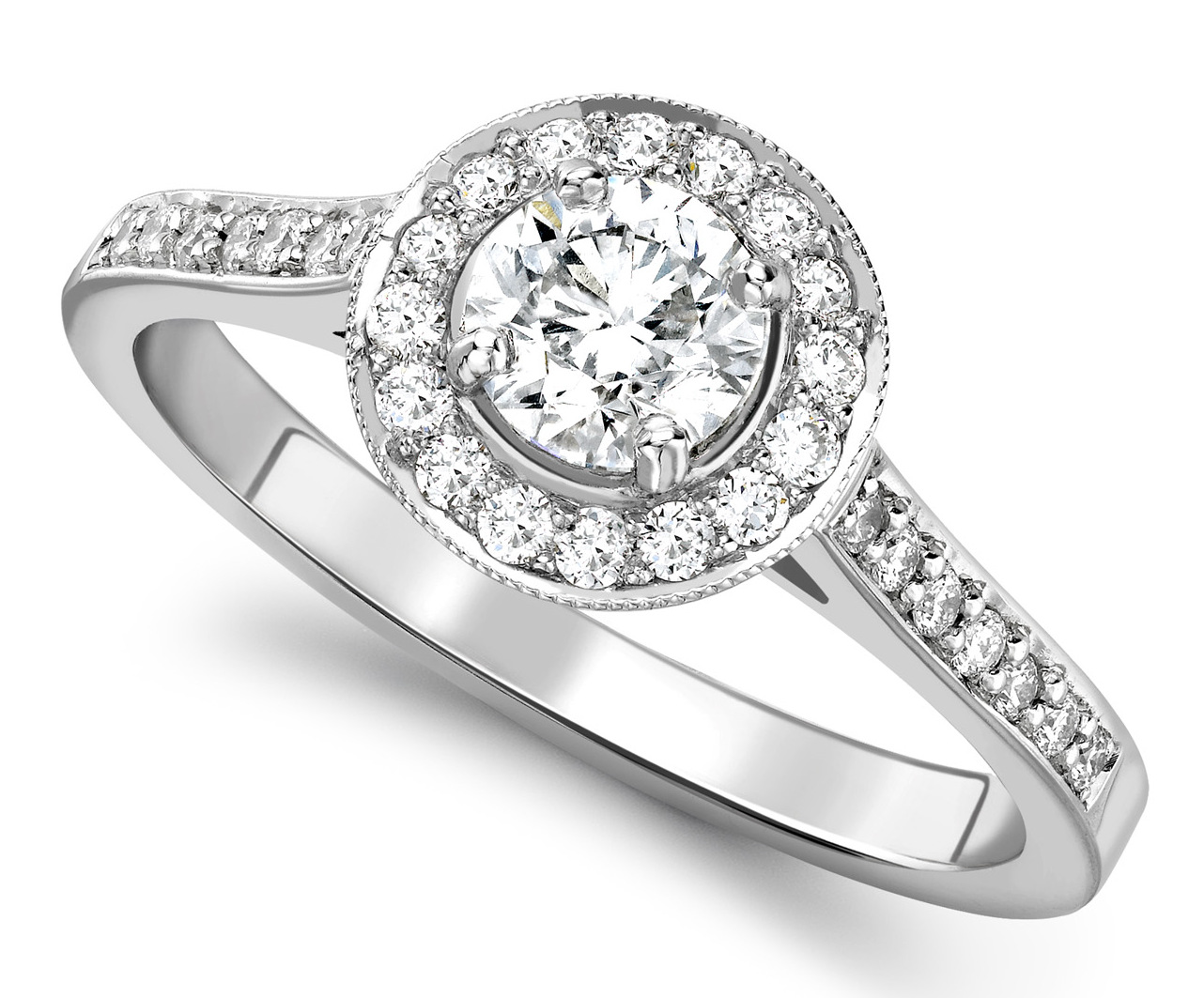 Round 0.50ct Platinum Halo Diamond Engagement Ring  GRC639PLT Main Image