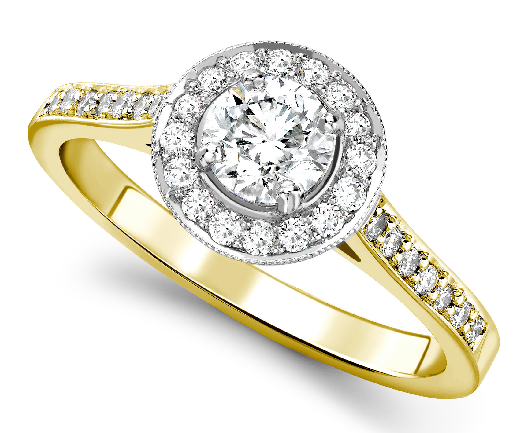 Round 0.50ct Yellow Gold Halo Diamond Set Engagement Ring GRC733  Main Image