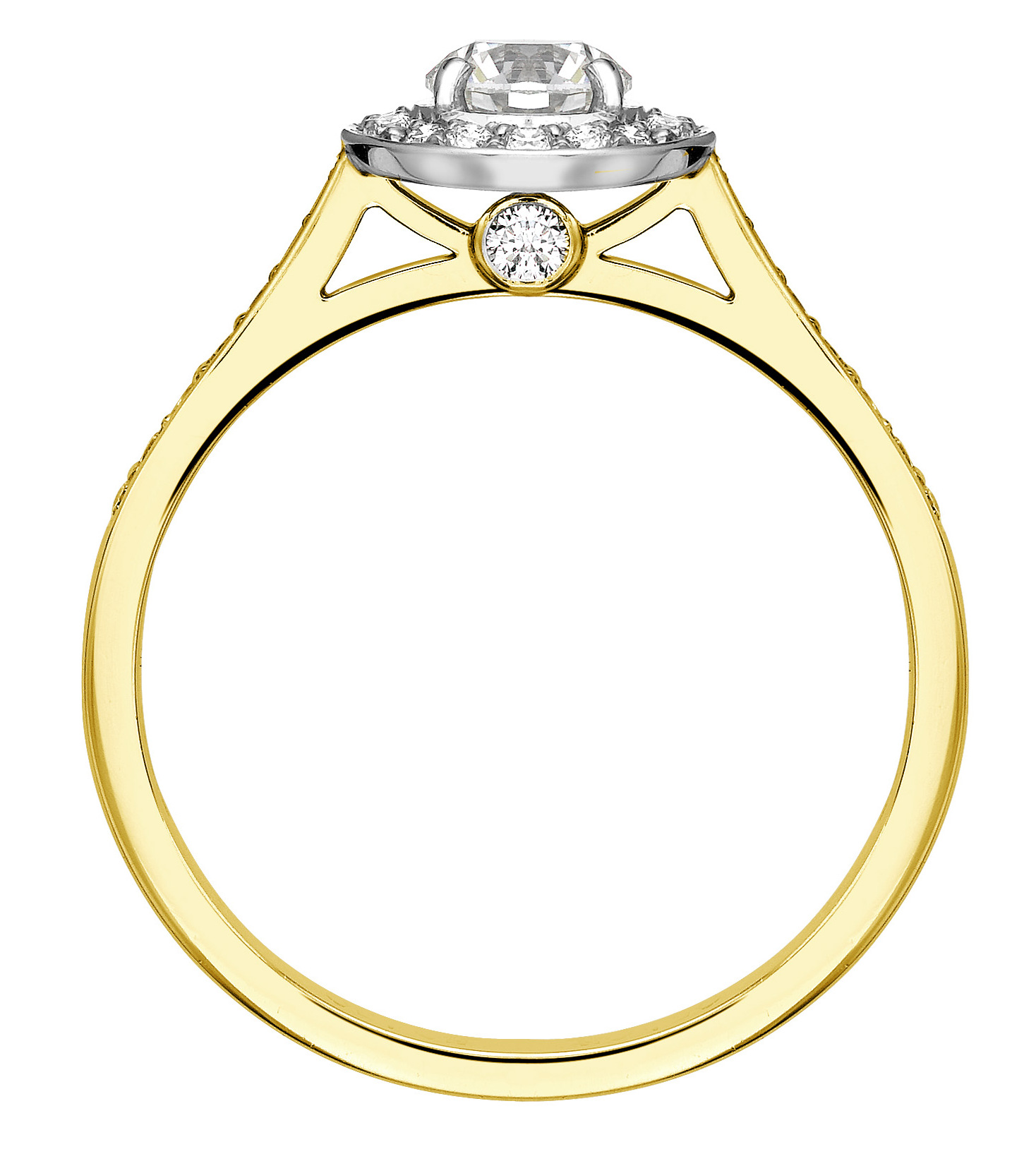Round 0.50ct Yellow Gold Halo Diamond Set Engagement Ring GRC733  Image 2