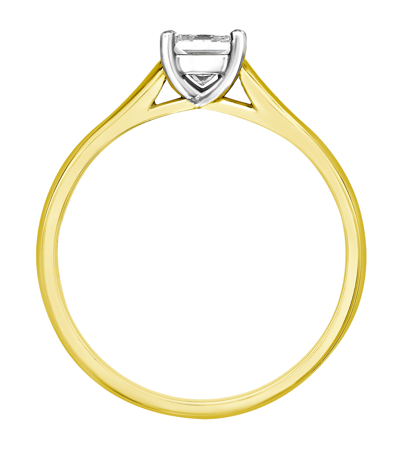 Princess Cut Four Claw Yellow Gold Engagement Ring GRC759YG Image 2