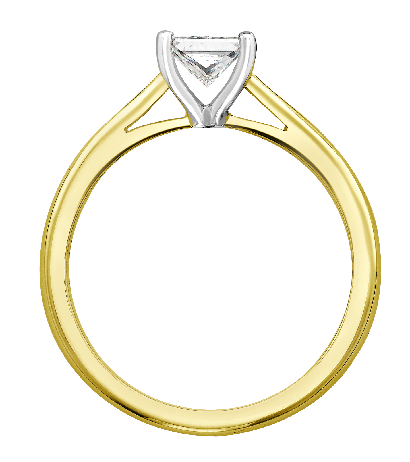Princess Cut Four Claw Yellow Gold Engagement Ring GRC785  Image 2