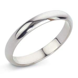 D Shape 3mm Platinum Wedding Ring Main Image