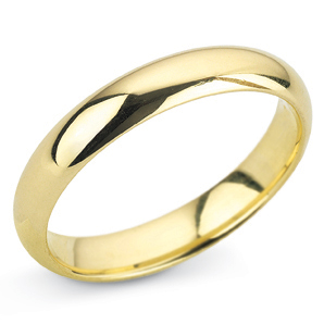 D Shape 4mm Yellow Gold Wedding Ring Main Image