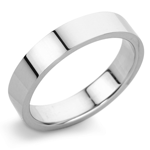 Flat 4mm White Gold Wedding Ring Main Image