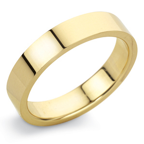 Flat 4mm Yellow Gold Wedding Ring Main Image