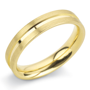 Grooved 4mm Yellow Gold Wedding Ring Main Image